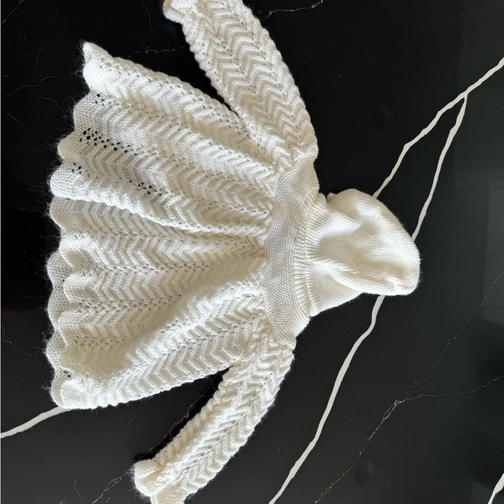 Vintage‎ White Knit Baby Cardigan with Hood